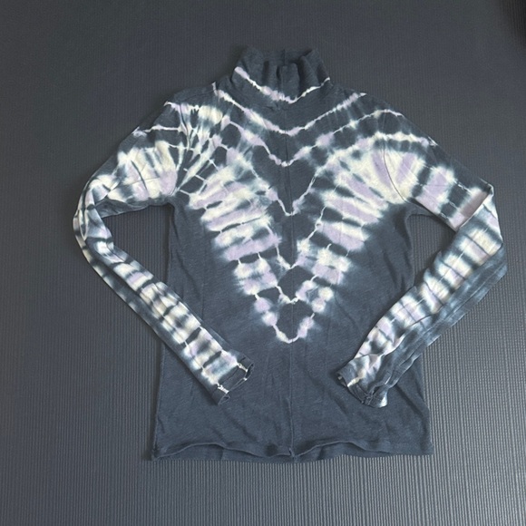 We The Free Tops - We The Free Blue- White- Purple Mockneck Tie-Dye Long Sleeve Tee